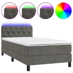 Letto a Molle con Materasso e LED Grigio Scuro 80x200cm Velluto