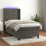 Letto a Molle con Materasso e LED Grigio Scuro 80x200cm Velluto