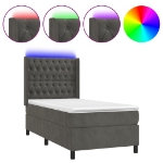 Letto a Molle con Materasso e LED Grigio Scuro 90x190cm Velluto