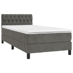 Letto a Molle con Materasso e LED Grigio Scuro 90x190cm Velluto