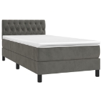 Letto a Molle con Materasso e LED Grigio Scuro 90x200cm Velluto