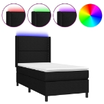 Letto a Molle con Materasso e LED Nero 100x200 cm in Tessuto