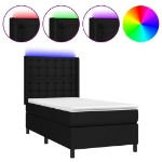 Letto a Molle con Materasso e LED Nero 100x200 cm in Tessuto