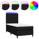 Letto a Molle con Materasso e LED Nero 100x200 cm in Tessuto