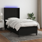 Letto a Molle con Materasso e LED Nero 100x200 cm in Tessuto