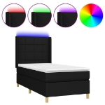 Letto a Molle con Materasso e LED Nero 100x200 cm in Tessuto