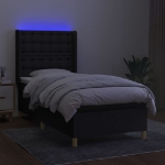 Letto a Molle con Materasso e LED Nero 100x200 cm in Tessuto