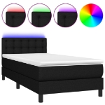 Letto a Molle con Materasso e LED Nero 100x200 cm in Tessuto