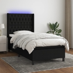 Letto a Molle con Materasso e LED Nero 100x200 cm in Tessuto