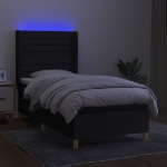 Letto a Molle con Materasso e LED Nero 100x200 cm in Tessuto