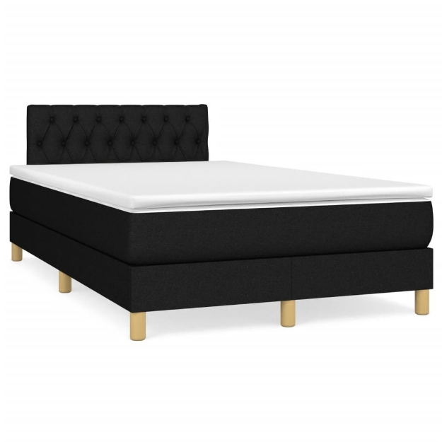 Letto a Molle con Materasso e LED Nero 120x190 cm in Tessuto