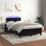 Letto a Molle con Materasso e LED Nero 120x200 cm in Velluto