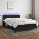 Letto a Molle con Materasso e LED Nero 140x190 cm in Tessuto