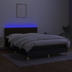 Letto a Molle con Materasso e LED Nero 140x190 cm in Tessuto