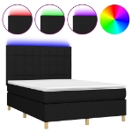 Letto a Molle con Materasso e LED Nero 140x190 cm in Tessuto