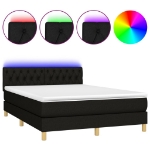 Letto a Molle con Materasso e LED Nero 140x190 cm in Tessuto