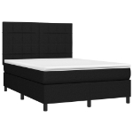 Letto a Molle con Materasso e LED Nero 140x190 cm in Tessuto