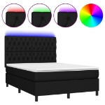 Letto a Molle con Materasso e LED Nero 140x190 cm in Tessuto