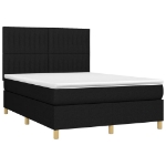 Letto a Molle con Materasso e LED Nero 140x190 cm in Tessuto