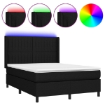 Letto a Molle con Materasso e LED Nero 140x190 cm in Tessuto