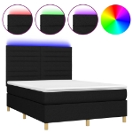 Letto a Molle con Materasso e LED Nero 140x190 cm in Tessuto