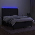 Letto a Molle con Materasso e LED Nero 140x190 cm in Tessuto