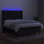 Letto a Molle con Materasso e LED Nero 140x190 cm in Tessuto