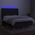 Letto a Molle con Materasso e LED Nero 140x190 cm in Tessuto