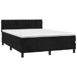 Letto a Molle con Materasso e LED Nero 140x190 cm in Velluto