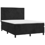 Letto a Molle con Materasso e LED Nero 140x190 cm in Velluto