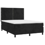 Letto a Molle con Materasso e LED Nero 140x190 cm in Velluto