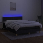 Letto a Molle con Materasso e LED Nero 140x200 cm in Tessuto