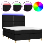 Letto a Molle con Materasso e LED Nero 140x200 cm in Tessuto