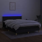 Letto a Molle con Materasso e LED Nero 140x200 cm in Tessuto