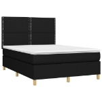 Letto a Molle con Materasso e LED Nero 140x200 cm in Tessuto