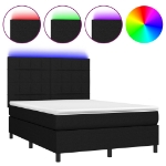 Letto a Molle con Materasso e LED Nero 140x200 cm in Tessuto