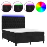 Letto a Molle con Materasso e LED Nero 140x200 cm in Velluto