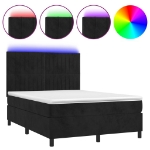 Letto a Molle con Materasso e LED Nero 140x200 cm in Velluto