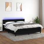 Letto a Molle con Materasso e LED Nero 160x200 cm in Tessuto