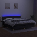 Letto a Molle con Materasso e LED Nero 160x200 cm in Tessuto