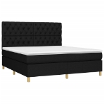 Letto a Molle con Materasso e LED Nero 160x200 cm in Tessuto