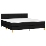 Letto a Molle con Materasso e LED Nero 160x200 cm in Tessuto