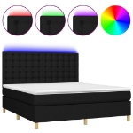 Letto a Molle con Materasso e LED Nero 160x200 cm in Tessuto