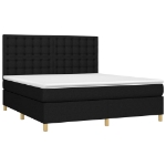 Letto a Molle con Materasso e LED Nero 160x200 cm in Tessuto