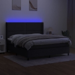 Letto a Molle con Materasso e LED Nero 160x200 cm in Tessuto