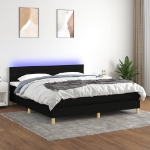 Letto a Molle con Materasso e LED Nero 160x200 cm in Tessuto