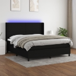 Letto a Molle con Materasso e LED Nero 160x200 cm in Tessuto