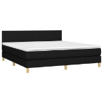 Letto a Molle con Materasso e LED Nero 160x200 cm in Tessuto