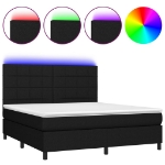 Letto a Molle con Materasso e LED Nero 160x200 cm in Tessuto