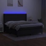 Letto a Molle con Materasso e LED Nero 160x200 cm in Tessuto